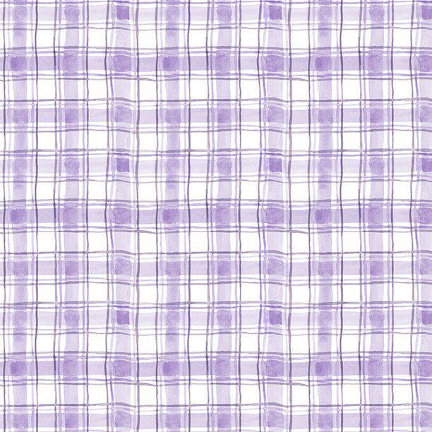 Hummingbird Floral Collection Plaid Cotton Fabric 3023-39832 purple