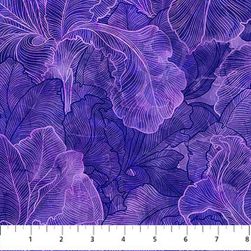 purple, Infatuation Iris Collection Leaf Print Cotton Fabric DP28615