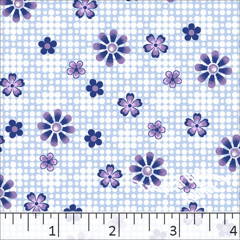 purple, Standard Weave Floral Dot Print Poly Cotton Fabric 6246
