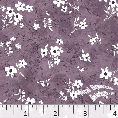 purple, Standard Weave Floral Print Poly Cotton Fabric 6250