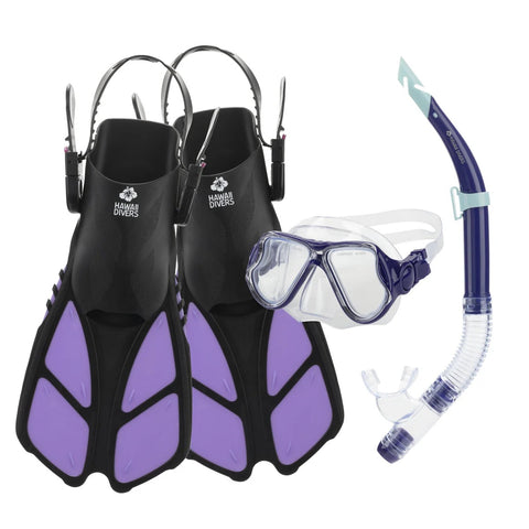 Hawaii Divers Beluga Jr children's snorkel set in purple & black