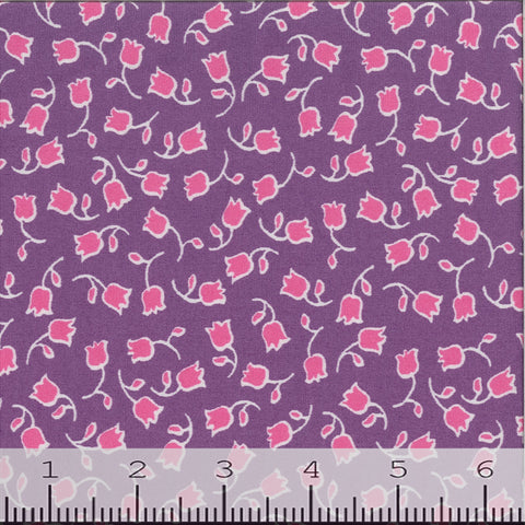 purple, Double Brushed Tulip Print Fabric 1262