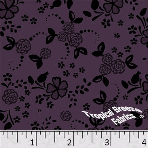 Poly Cotton Flower Garden Dress Fabric purpleplum