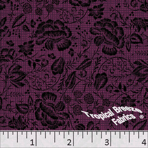 Poly Cotton Small Grid Dress Fabric purpleplum