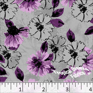 Poly Cotton Floral Dress Fabric purpleplum