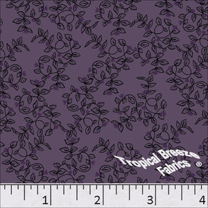 Leafy Vine Print Poly Cotton Dress Fabric Purpleplum