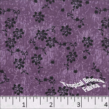 Koshibo Floral Print Polyester Fabric 048425 purpleplum