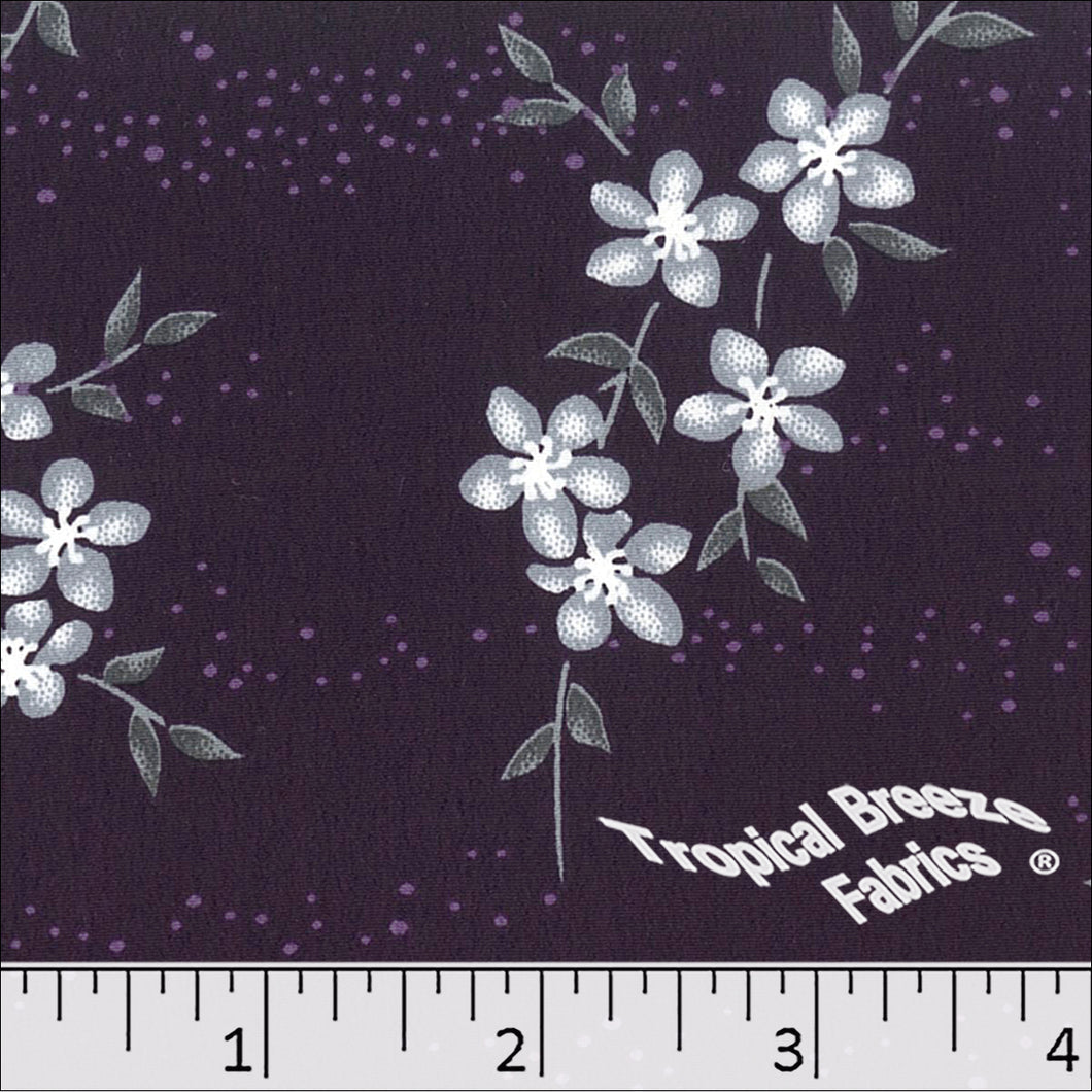 Koshibo Print Floral Polyester Fabric 048423 purpleplum