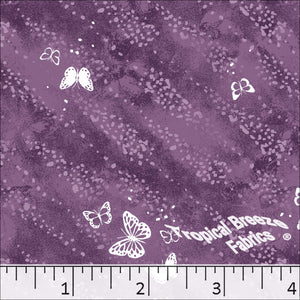 Purpleplum, Standard Weave Butterfly Print Poly Cotton Fabric 6196