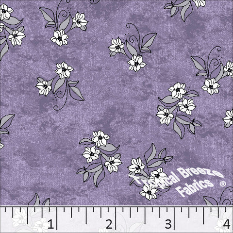 Purpleplum, Standard Weave Floral Print Poly Cotton Fabric 6192
