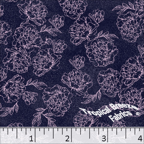 Purpleplum, Standard Weave Large Floral Poly Cotton Dress Fabric 6082
