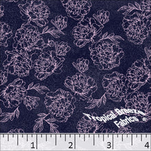 Purpleplum, Standard Weave Large Floral Poly Cotton Dress Fabric 6082