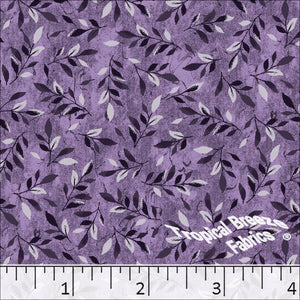 Standard Weave Leaf Print Poly Cotton Fabric 6152 purpleplum