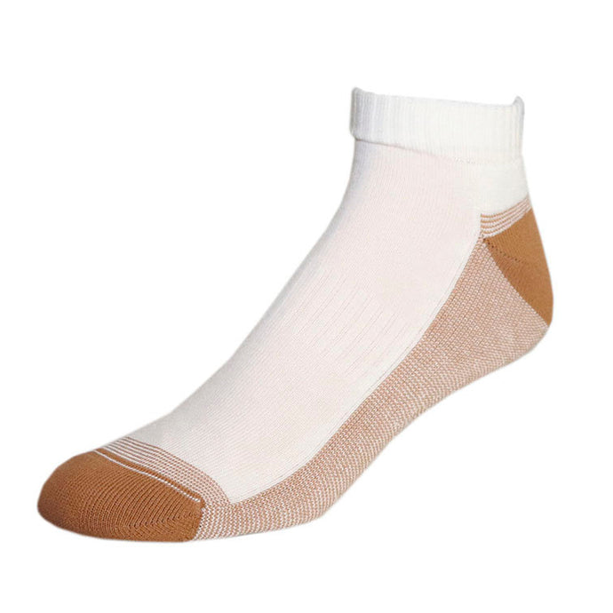 Railroad Sock Co. men's white ankle sock with copper in sole