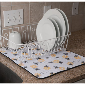 Kitchen Basics Dish Drying Mat, 16 x 18, Grey, Wave Print