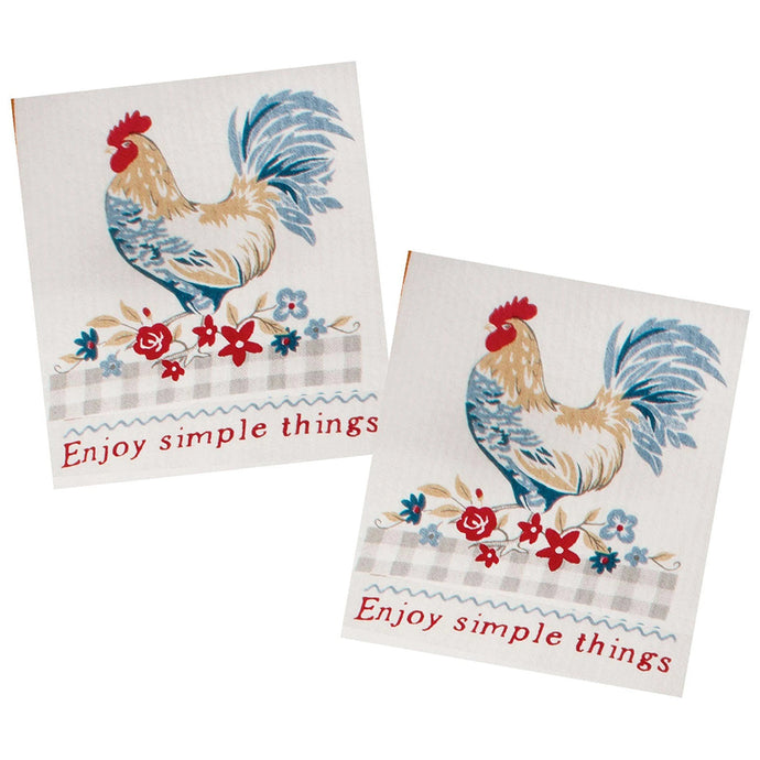 2-Pack Countryside Rooster Swedish Dishcloths R8029