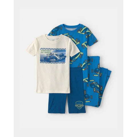 racecar, Boys' 4-Piece Short-Sleeve Pajama Sets 3V