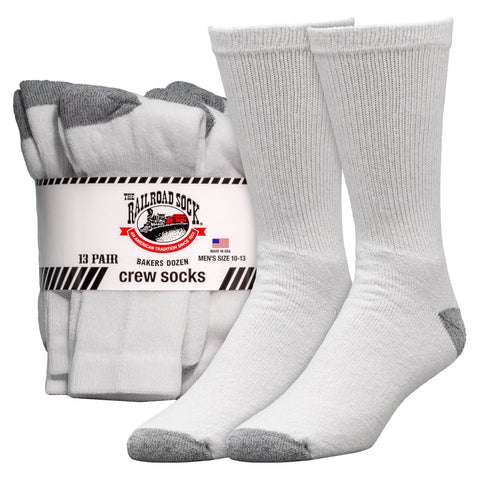 Railroad Sock Company 13 pairs pack of white crew socks for men