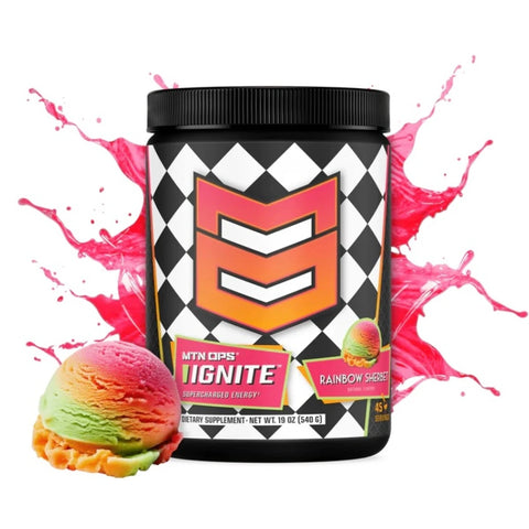 MTN OPS Ignite energy drink mix in rainbow sherbet