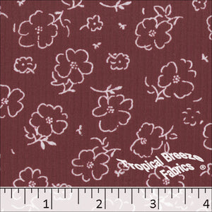 Ribbed Knit Small Floral Print Fabric 32736 raspberry
