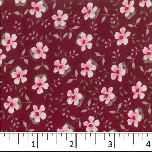 red-Floral DTY Double Brushed Knit Print Fabric 11691