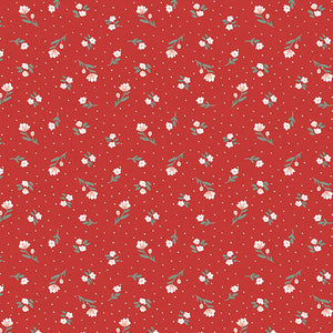 French Red Floral Stripe Fabric #671