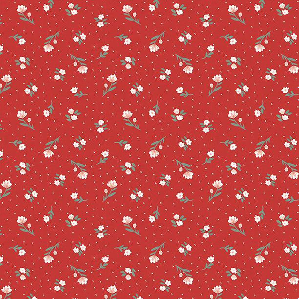 Fresh and Sweet Collection Small Floral Print Cotton Fabric red