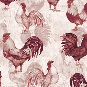 Proud Rooster Collection Rooster All Over Cotton Fabric red
