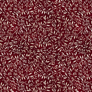 Proud Rooster Collection Leaf and Berries Toss Cotton Fabric red