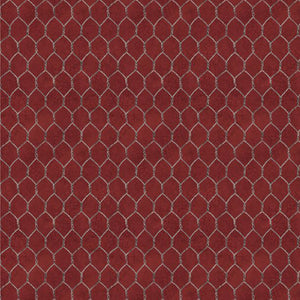 Proud Rooster Collection Chicken Wire Cotton Fabric red