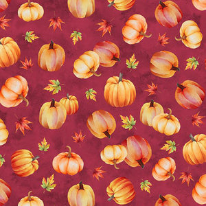 Autumn Light Collection Pumpkin Toss Cotton Fabric 3022-32106 red