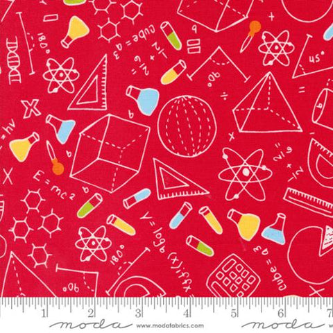 Back to School Collection Math N Science Cotton Fabric 20892 red