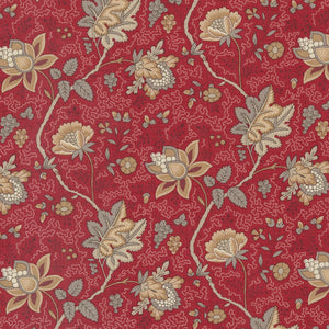 Chateau De Chantilly Collection La Fayette Florals Cotton Fabric 13944 red