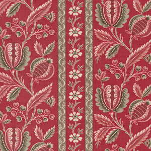 Chateau De Chantilly Collection Picardy Floral Stripes Cotton Fabric 13940 red
