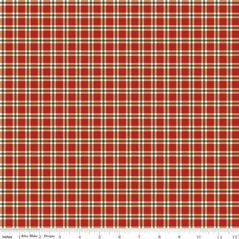 red, Christmas Greeting Collection Plaid Cotton Fabric C17665