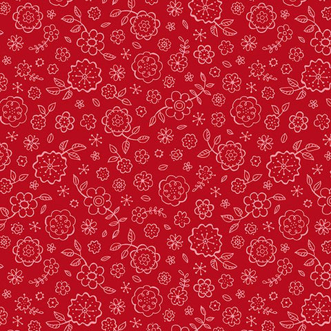 Colors of Summer Collection Ditsy Floral Cotton Fabric 23704 red