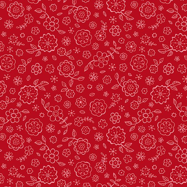 Colors of Summer Collection Ditsy Floral Cotton Fabric 23704 red