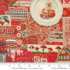 Curated in Color Collection Collage Patchwork Cotton Fabric 7460 red