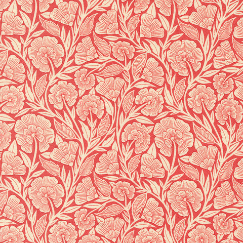 Flower Press Collection Curved Florals Cotton Fabric 3302 red