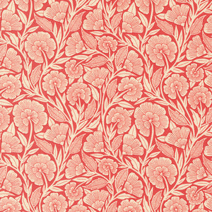Flower Press Collection Curved Florals Cotton Fabric 3302 red