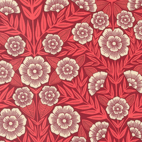 Flower Press Collection Floral Print Cotton Fabric 3300 red