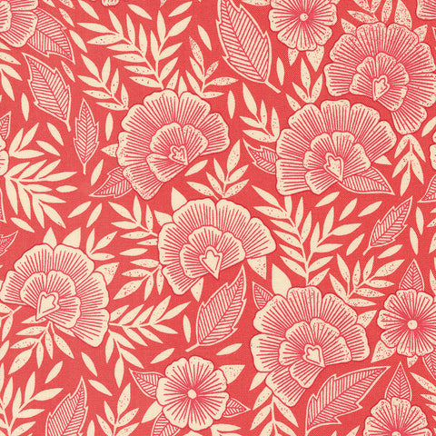Flower Press Collection Scatter Florals Cotton Fabric 3301 red