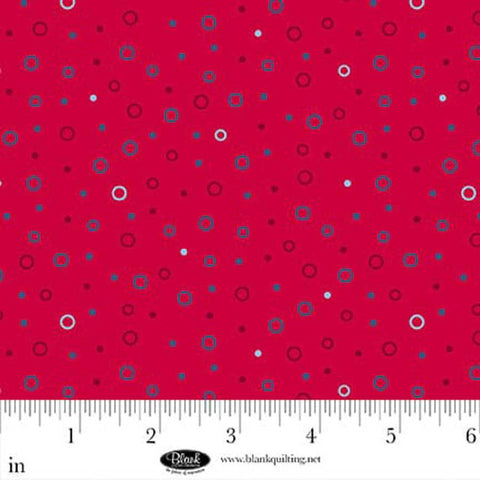 red, Front Porch Charm Collection Circles Cotton Fabric 4698
