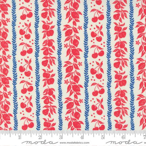 Julia Collection Mixed Fruit Tart Stripes Cotton Fabric 11925 red