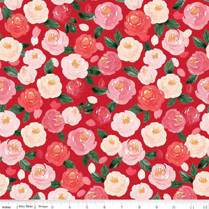 My Valentine Collection Roses Cotton Fabric C14150 red