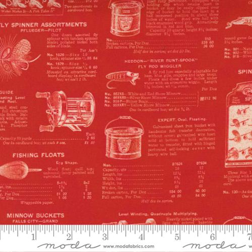 Outdoorsy Collection Fishing Tackle Cotton Fabric 7384 red