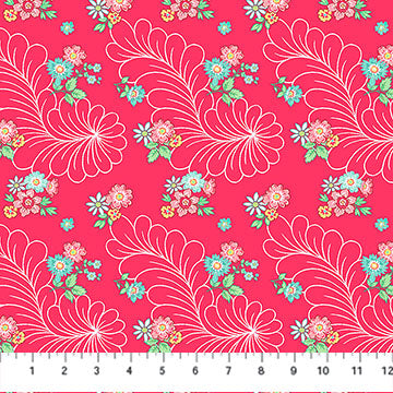 red,Quilting in Bloom Collection Scattered Floral Cotton Fabric 28836