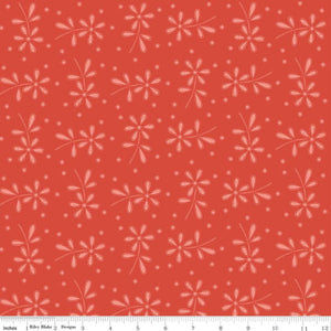 Red, Sewing Seeds Collection Daisy Eyelet Toss Cotton Fabric CD15689