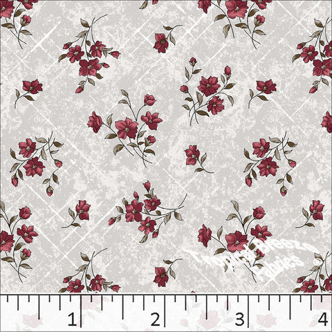 red, Standard Weave Floral Print Poly Cotton Fabric 6247