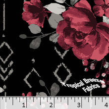 Standard Weave Geometric Floral Poly Cotton Fabric 6118 red